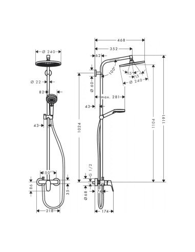 Hansgrohe Crometta S Στήλη Ντουζ με...